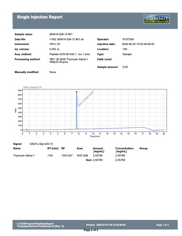 THYMOSIN ALPHA-1 10MG